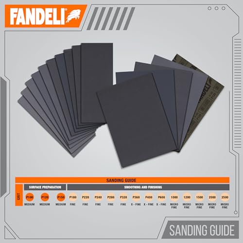 Fandeli - Waterproof Sandpaper | 1500 Grit | 50 Sheets 9'' x 11'' | Ideal for Car Polishing, Wooden Furniture Sanding and Metal Sanding | Water Resistant | Sandpaper Sheets. - Image 4