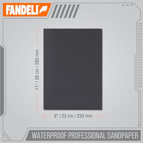 Fandeli - Waterproof Sandpaper | 1500 Grit | 50 Sheets 9'' x 11'' | Ideal for Car Polishing, Wooden Furniture Sanding and Metal Sanding | Water Resistant | Sandpaper Sheets. - Image 2