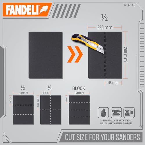 Fandeli - Waterproof Sandpaper | 1500 Grit | 50 Sheets 9'' x 11'' | Ideal for Car Polishing, Wooden Furniture Sanding and Metal Sanding | Water Resistant | Sandpaper Sheets. - Image 5