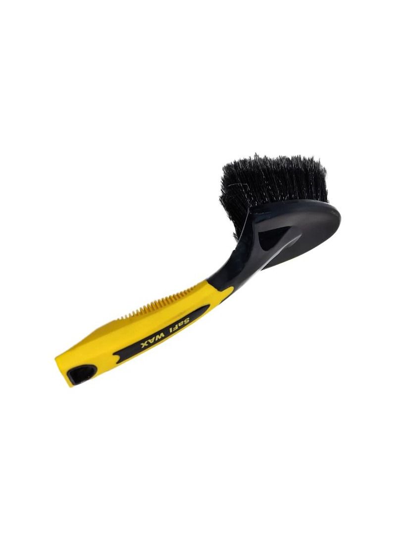 Safi WAX SAFI WAX Easy Car Tire Cleaning Brush Heavy Duty Car Wheel Cleaning Brush Black and Yellow - Image 4