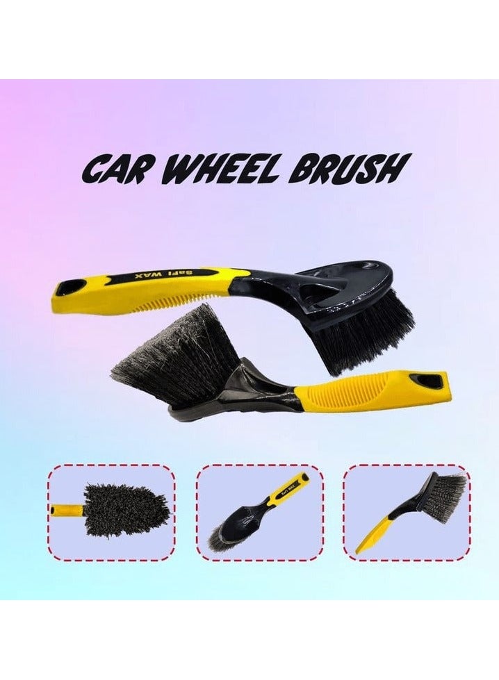 Safi WAX SAFI WAX Easy Car Tire Cleaning Brush Heavy Duty Car Wheel Cleaning Brush Black and Yellow - Image 2
