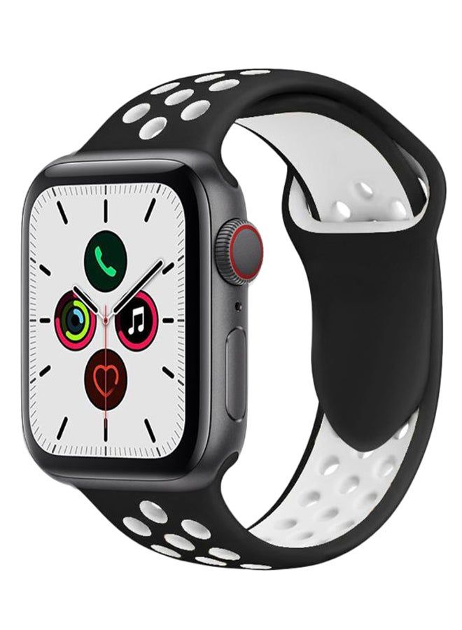vesus Silicon Replacement Band For Apple iWatch Series 5/4/3/2/1 Black/White