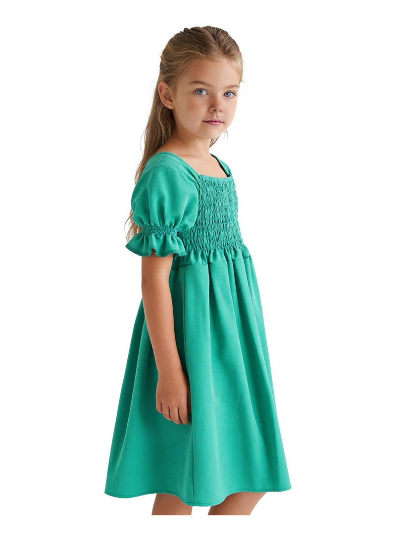 Andora Girls Slip On Elastic Dress - Green - Image 4