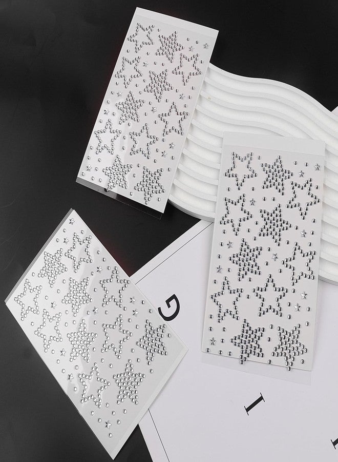 Jacnkb 3 Sheets Star Gem Stickers Self Adhesive Rhinestone Stickers White Face Jewel Stick on Bling Hair Diamond Decals Sparkly Crystal Pearls for Body Nails Crafts Decoration Supplies for Kids - Image 3