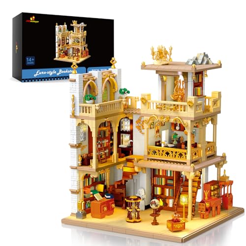 JMBricklayer Medieval House Building Kit for Adults 30126 EuroStyle Bookstore Building Sets with LED Light Creative Modular Architecture Sets Collectible House Toy Model Gift for Adult Women - Image 1