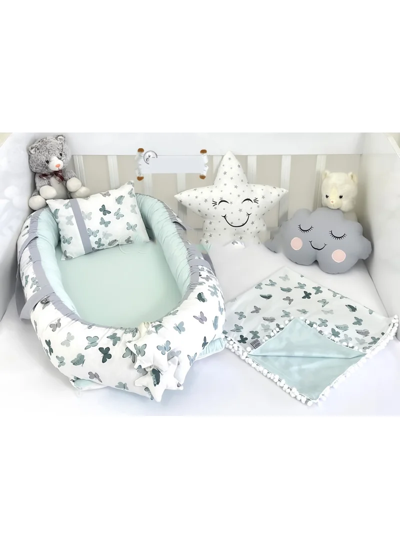 Ebabynest Big Star Series Water Green Babynest Set with Pompom