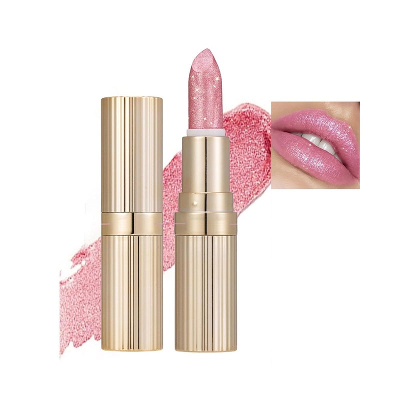 2PCS Pink Pearl Metallic Liquid Lipstick – High Pigment Long-Lasting Waterproof Lip Gloss, Shimmer High Shine Finish, Transfer-Proof, Non-Sticky Lightweight Lip Makeup for All Day Wear | Metallic Lipstick - Image 1