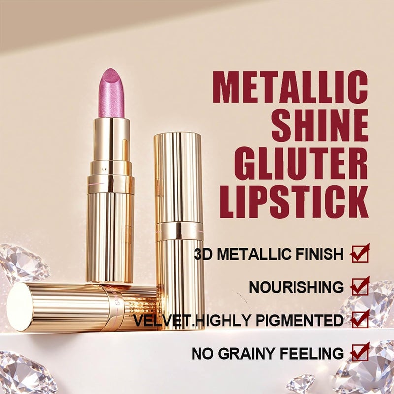 2PCS Pink Pearl Metallic Liquid Lipstick – High Pigment Long-Lasting Waterproof Lip Gloss, Shimmer High Shine Finish, Transfer-Proof, Non-Sticky Lightweight Lip Makeup for All Day Wear | Metallic Lipstick - Image 2