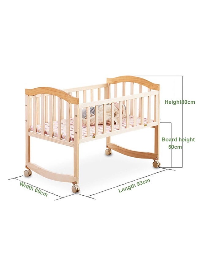 BABYCARA 2 in 1 Baby Bed Rocking Cradle Wooden Cot 90x55 Natural - Image 2