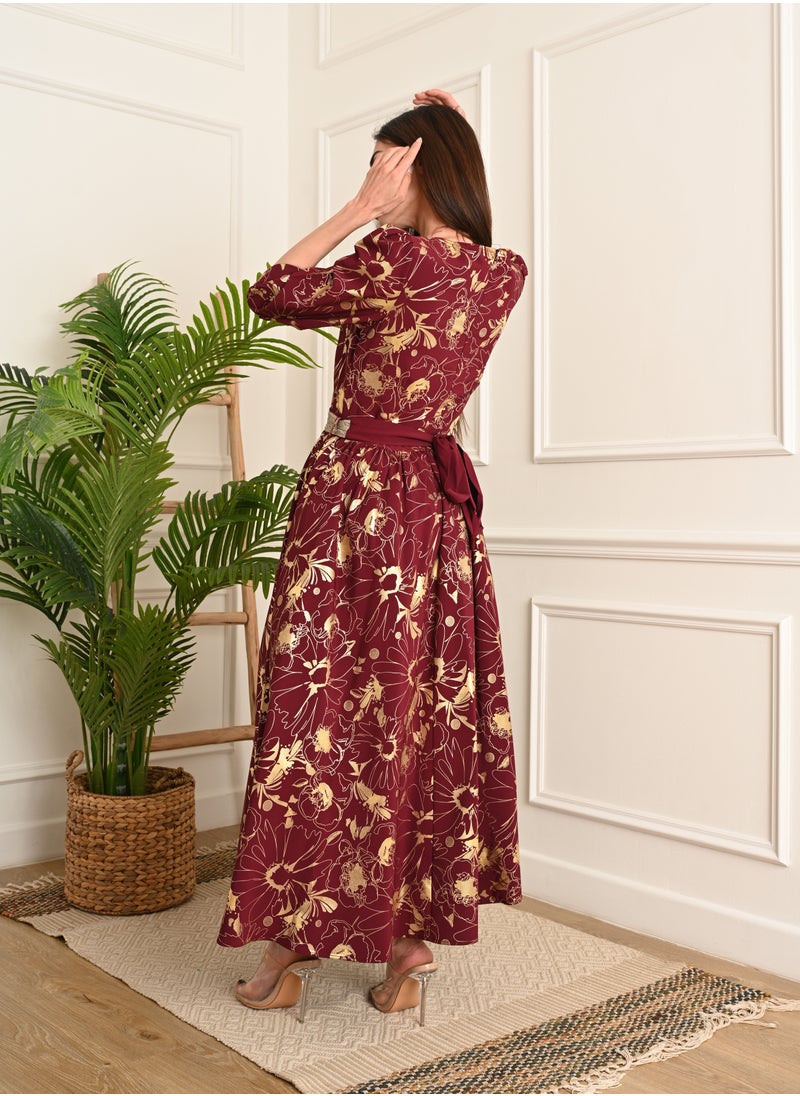 FULL JOY - Long Dress decorated with a tie on the waist - Image 1