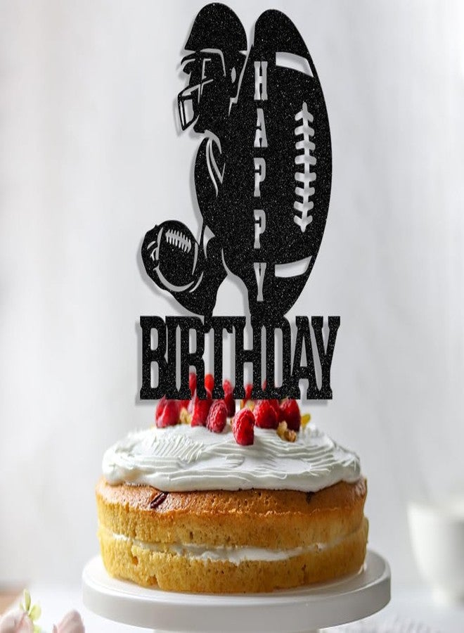 WFKLDF Football Birthday Cake Topper - Rugby Ball Cake Decorations - Football Party Decorations Black - Image 4