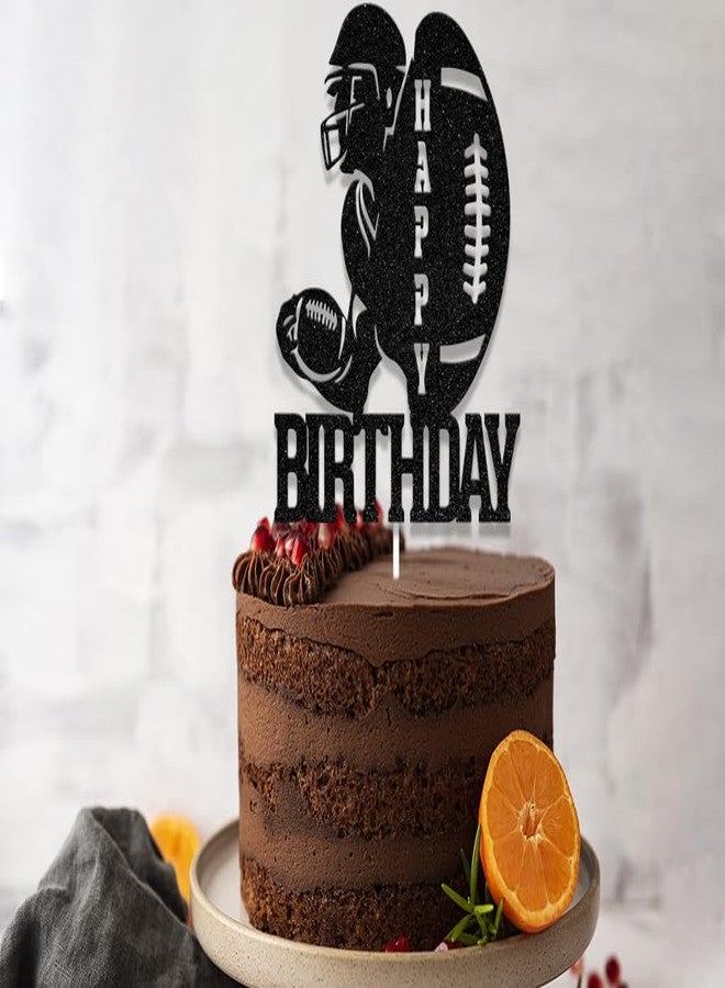 WFKLDF Football Birthday Cake Topper - Rugby Ball Cake Decorations - Football Party Decorations Black - Image 3