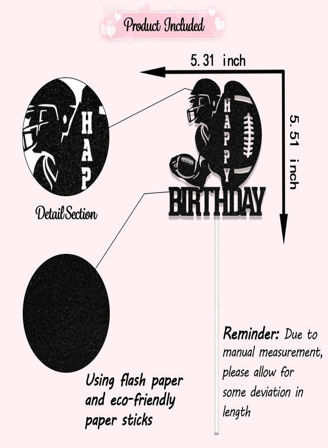 WFKLDF Football Birthday Cake Topper - Rugby Ball Cake Decorations - Football Party Decorations Black - Image 2