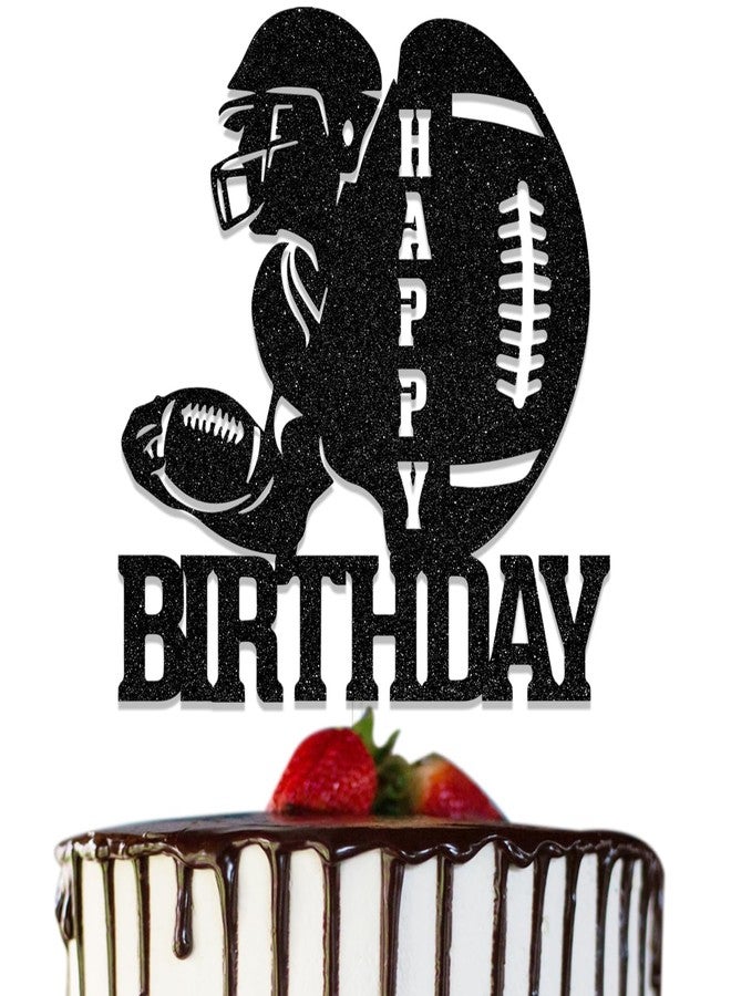WFKLDF Football Birthday Cake Topper - Rugby Ball Cake Decorations - Football Party Decorations Black - Image 1