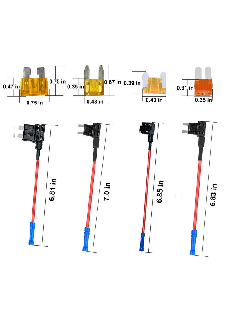 TLAXCA - 12V Add-a-Circuit Adapter and Fuse Kit(2024 New), 4 Types Fuse Tap with Standard Micro2 Mini ATC ATS Low Profile Fuse Adapter for Cars Trucks Boats (12 Pack) - Image 1