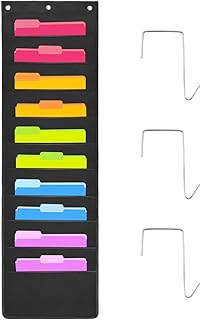 HAOHAN 10 Pockets Over Door Hanging Wall File Organizer, Oxford Cloth Storage Pocket Chart for Magazines, Pens, File - Image 1