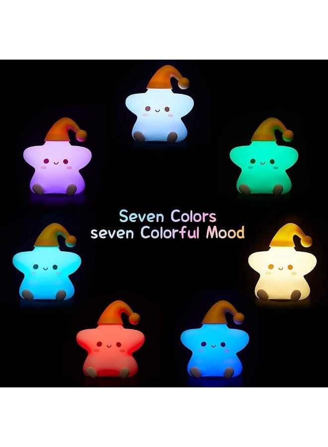 Night Light for Kids, Baby Night Light Lamp for Kids Room Star Girls Night Light, Silicone Nursery Squishy Soft Rechargeable Color Changing Cute Night Light, Star Birthday Gift - Image 3