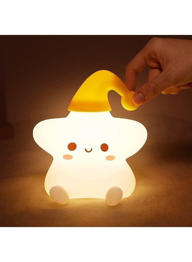 Night Light for Kids, Baby Night Light Lamp for Kids Room Star Girls Night Light, Silicone Nursery Squishy Soft Rechargeable Color Changing Cute Night Light, Star Birthday Gift - Image 1
