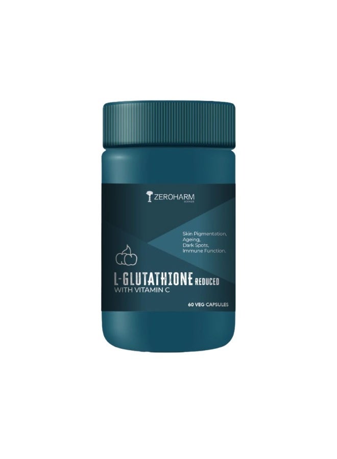 ZEROHARM L-Glutathione Reduced with Vitamin C, E & Biotin | Glutathione Capsules for Skin Whitening | Skin Glow, Pigmentation & Collagen Support for Men and Women | 1000mg per Serving | 60 Capsules - Image 1