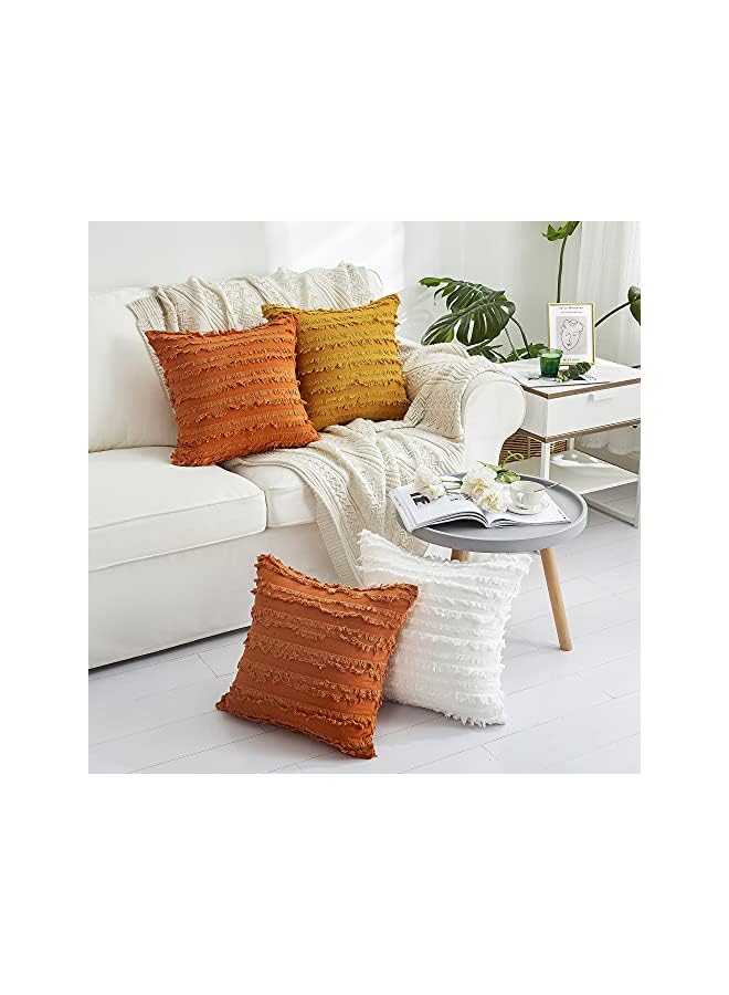 The Bros أغطية وسائد برتقالية محترقة للكنبة والأريكة والسرير، أغطية وسائد زخرفية من القطن والكتان، 18 × 18 بوصة، مجموعة من 2، بدون حشوات - Image 3