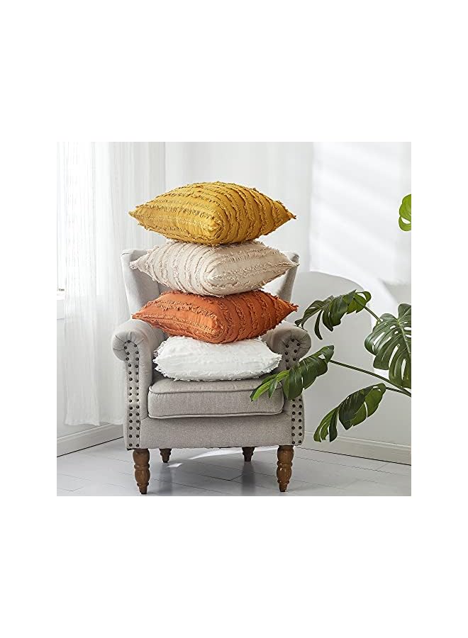 The Bros أغطية وسائد برتقالية محترقة للكنبة والأريكة والسرير، أغطية وسائد زخرفية من القطن والكتان، 18 × 18 بوصة، مجموعة من 2، بدون حشوات - Image 4