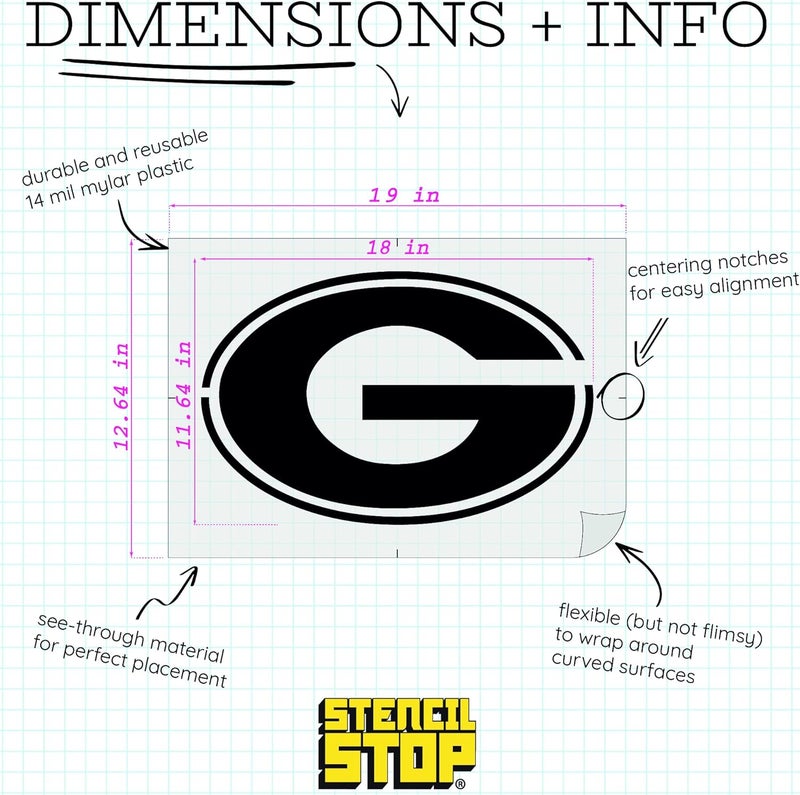 Stencil Stop Georgia Bulldogs Power G Stencil – 18 x 11.64 Inches, Officially Licensed, Reusable Stencil for Painting on Wood, Walls, Signs, and Home Decor – Great for DIY Crafts and Game Day Decorations - Image 2