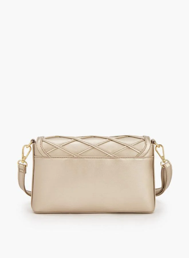 Flora Bella By Shoexpress GOLD Textured Crossbody Bag With Detachable Strap for Women | Best Price UAE