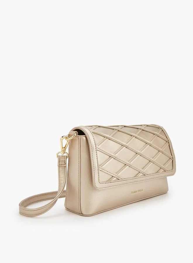 Flora Bella By Shoexpress GOLD Textured Crossbody Bag With Detachable Strap for Women | Best Price UAE