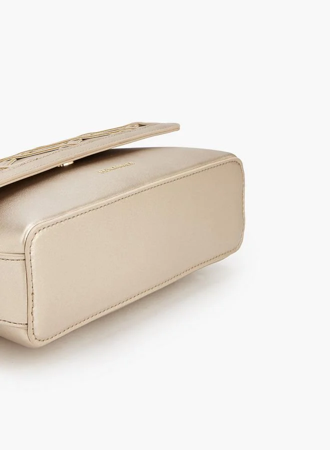Flora Bella By Shoexpress GOLD Textured Crossbody Bag With Detachable Strap for Women | Best Price UAE