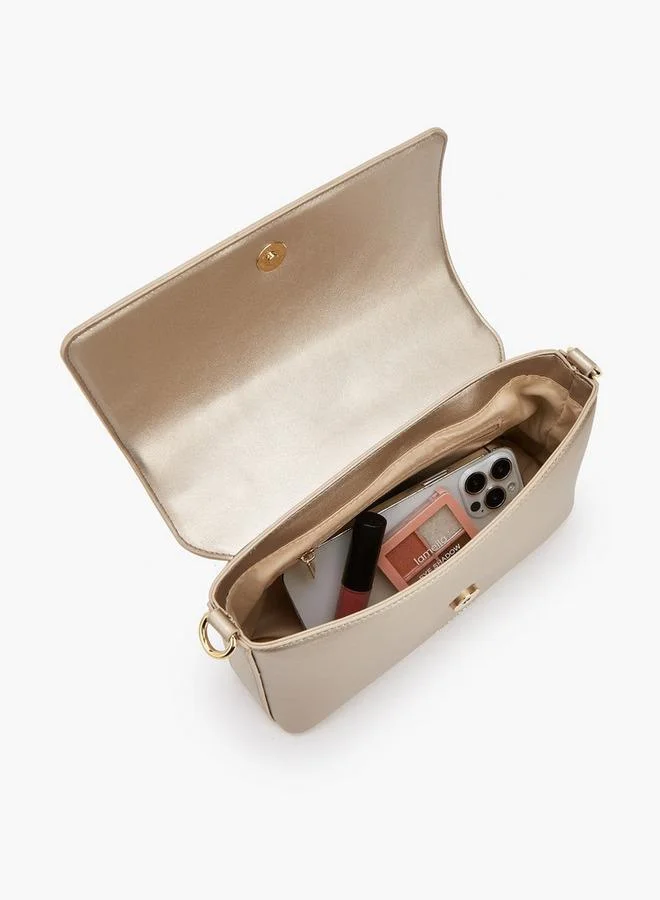 Flora Bella By Shoexpress GOLD Textured Crossbody Bag With Detachable Strap for Women | Best Price UAE