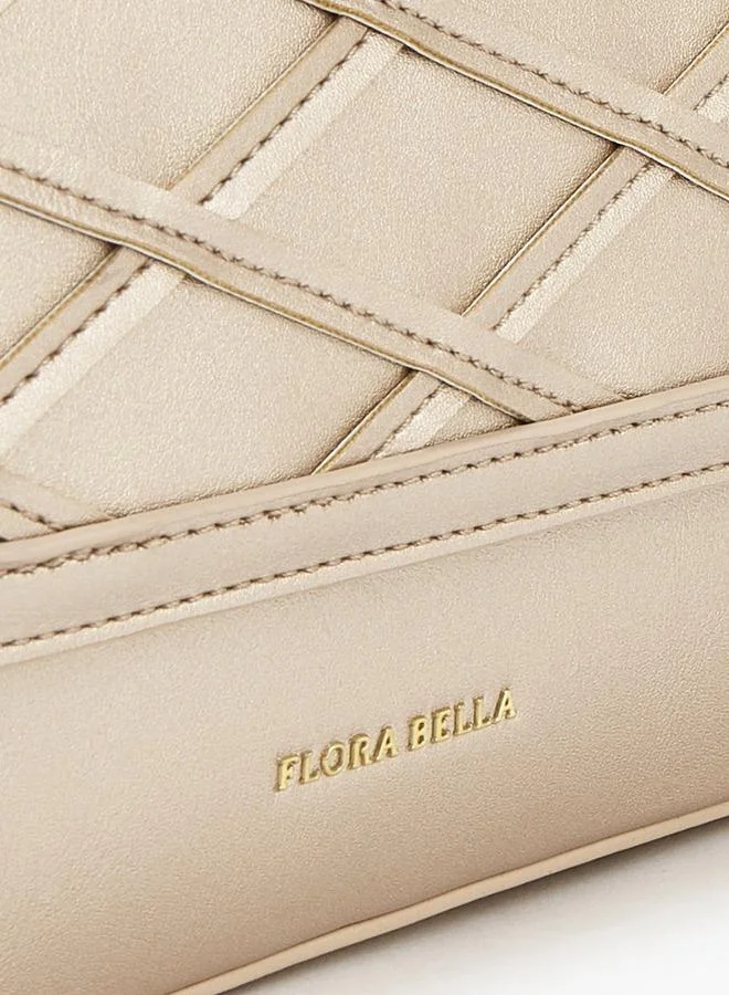 Flora Bella By Shoexpress GOLD Textured Crossbody Bag With Detachable Strap for Women | Best Price UAE
