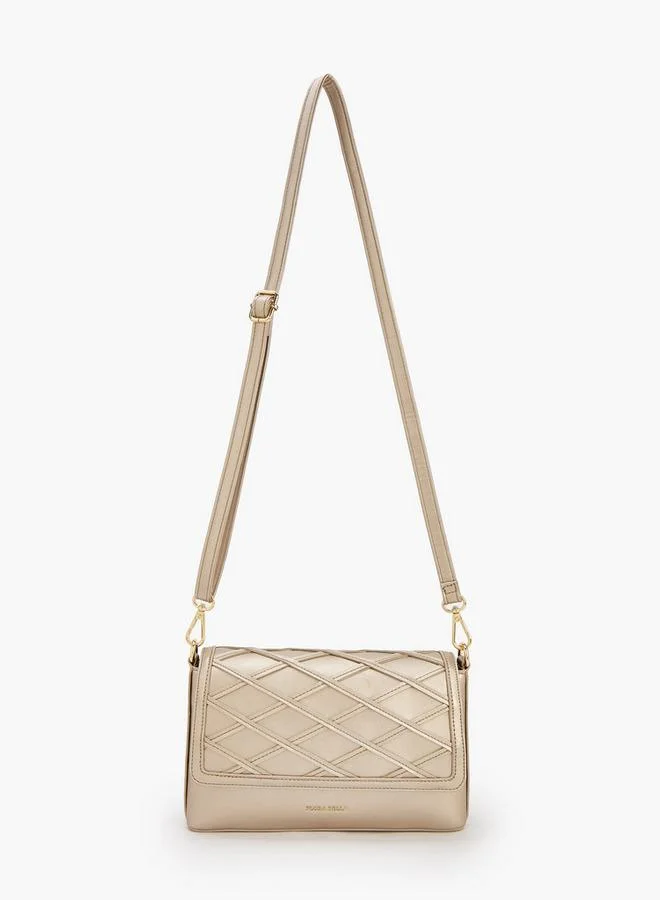 Flora Bella By Shoexpress GOLD Textured Crossbody Bag With Detachable Strap for Women | Best Price UAE