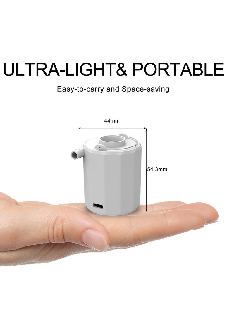 Excefore Portable Mini Electric Air Pump with 3 Camping Light Mode and 5 Air Nozzles for Inflatables, Balloon, Vacuum Storage Bag, Air Bed, Pool Floats, Swimming Ring, Outdoor Air Mattress, Toys, White - Image 2