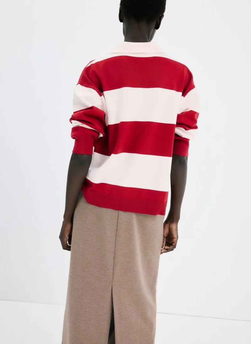 مانجو Striped polo-neck sweater