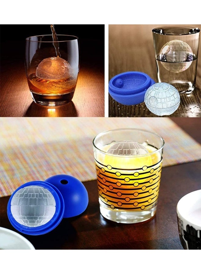 Wllrun 2 Packs Star Wars Death Star Silicone Ice Cube Mold Tray Chocolate Maker Tools Ice Ball Shape For Drinks Blue - Image 4