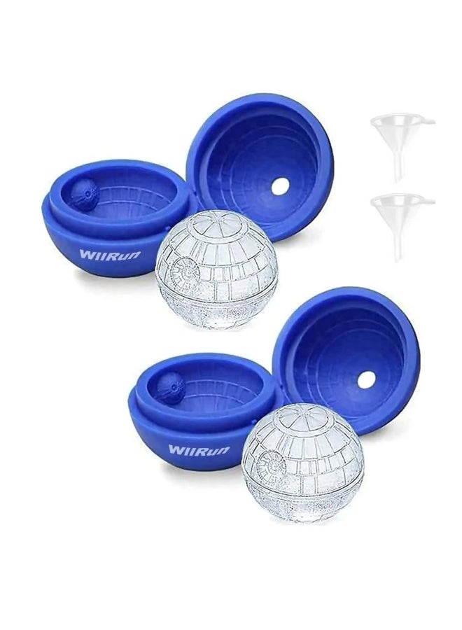 Wllrun 2 Packs Star Wars Death Star Silicone Ice Cube Mold Tray Chocolate Maker Tools Ice Ball Shape For Drinks Blue - Image 1