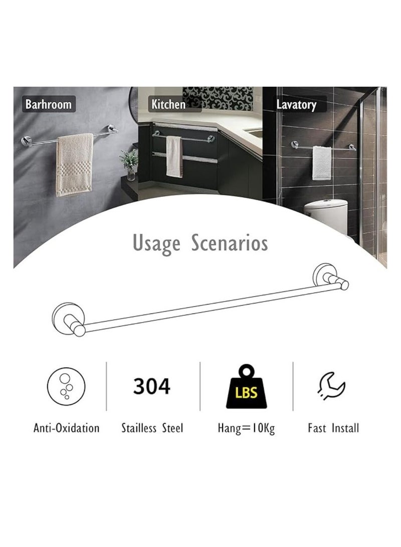 حامل مناشف طويل مفرد من الفولاذ المقاوم للصدأ والكروم، حامل مناشف مقاوم للصدأ ومتين للحمام والمطبخ والمرحاض، يأتي مع براغي ومثبتات دائرة 50 سم - Image 4