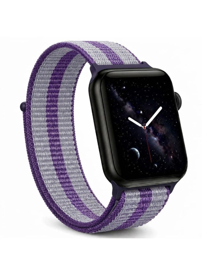 MARGOUN Breathable Nylon Sport Loop Band Compatible with Apple Watch 44mm 45mm 46mm 49mm for Women Men, iWatch Wrist Straps for Ultra 3 2, Se, Series 11 10 9 8 7 - Lavender Purple - Image 1