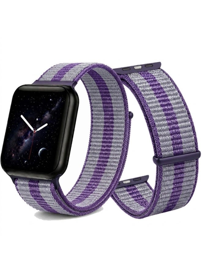 MARGOUN Breathable Nylon Sport Loop Band Compatible with Apple Watch 44mm 45mm 46mm 49mm for Women Men, iWatch Wrist Straps for Ultra 3 2, Se, Series 11 10 9 8 7 - Lavender Purple - Image 2