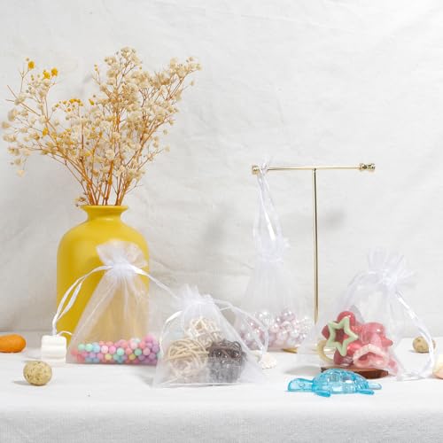BOEIAC Organza Bags, White Organza Bags, 50Pcs, Sheer Organzas Bag 3 x 4 inch, Jewelry Gift Bags, Party Favor Bags with Drawstring, Mesh Gift Pouches Mini Candy Pouch for Wedding Christmas Party - Image 5