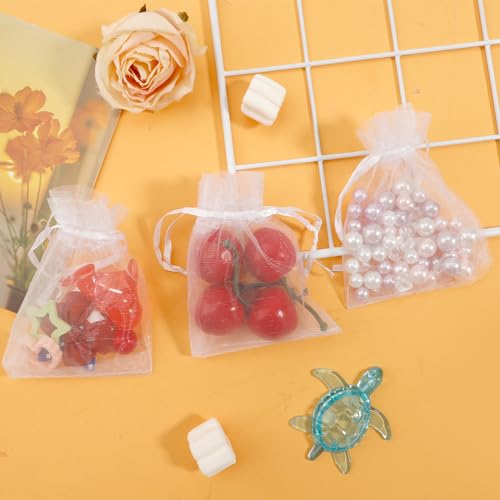 BOEIAC Organza Bags, White Organza Bags, 50Pcs, Sheer Organzas Bag 3 x 4 inch, Jewelry Gift Bags, Party Favor Bags with Drawstring, Mesh Gift Pouches Mini Candy Pouch for Wedding Christmas Party - Image 3