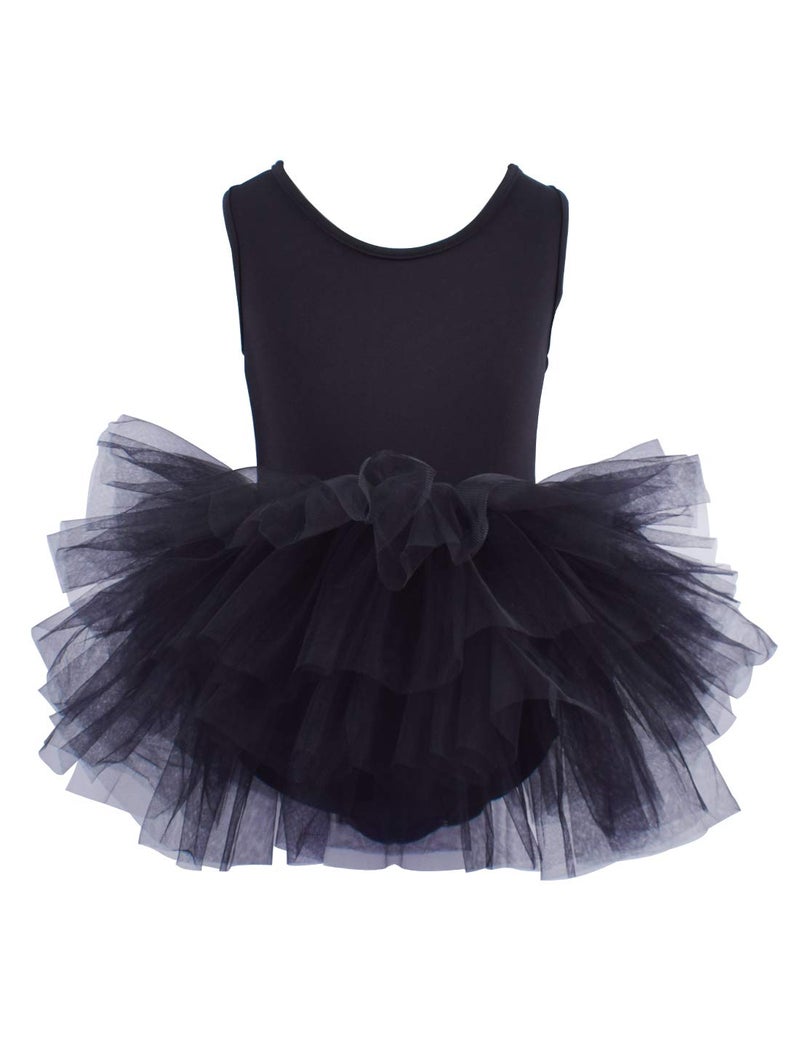 Tutu.kk Toddler Girls' Camisole Dance Tutu Leotard with Fluffy 4-Layers Skirt Tutu Dress for Dance, Gymnastics and Ballet Black 2 Years - Image 1