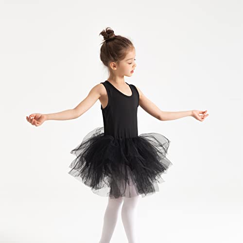 Tutu.kk Toddler Girls' Camisole Dance Tutu Leotard with Fluffy 4-Layers Skirt Tutu Dress for Dance, Gymnastics and Ballet Black 2 Years - Image 4