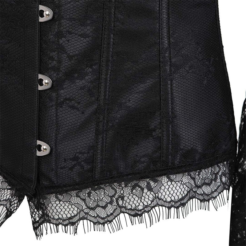 Kranchungel Corset for Womens Halloween Costumes: Corset with Sleeves Lace Bustier for Renaissance Festival Theme Parties X-Large Black - Image 4