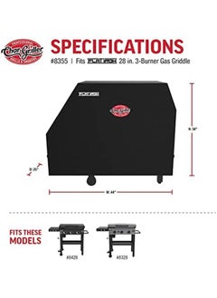 Char-Griller 8355 Flat Iron 3 Burner Outdoor Gas Griddle Grill Cover Black  - Image 4
