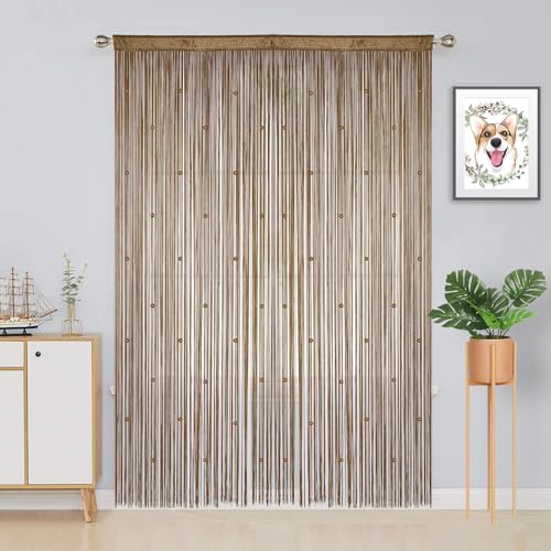 YIIBAII Beaded Curtain Beaded Curtains for Doorways Crystals Suitable for Interior Decoration and Partitions Hippy Closet Curtains (Brown, 39"x79") - Image 3