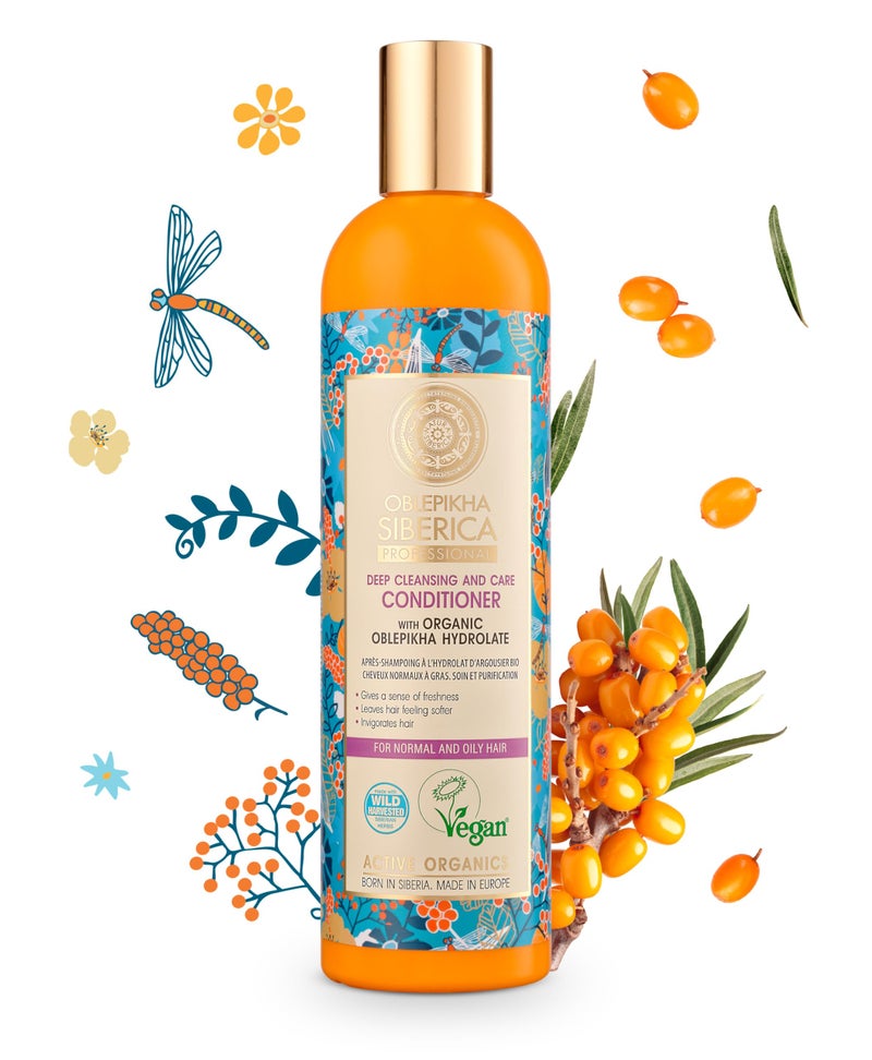 Natura Siberica Oblepikha Deep Cleansing And Care Conditioner For Normal And Oily Hair With Organic Oblepikha Hydrolate,400ml