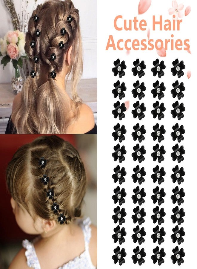 YISSION 40Pcs Mini Black Flower Hair Clips with Rhinestone Cute Hair Pins Decorative Hair Clips Wedding Hair Barrettes Bridal Hair Accessories for Girls Women - Image 3