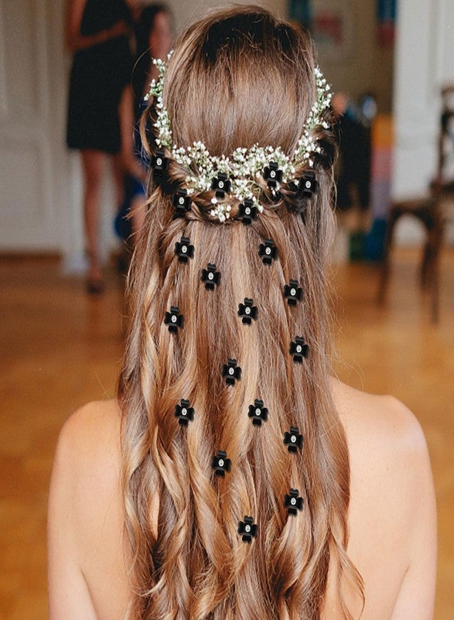 YISSION 40Pcs Mini Black Flower Hair Clips with Rhinestone Cute Hair Pins Decorative Hair Clips Wedding Hair Barrettes Bridal Hair Accessories for Girls Women - Image 4