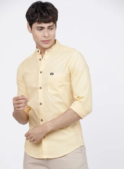 The Indian Garage Co Men Slim Fit Solid Full Sleeves Mandarin Collar Casual Shirt